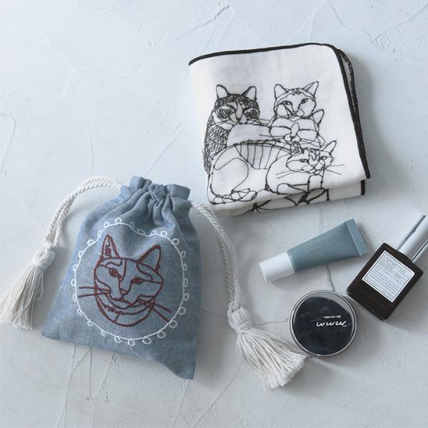 りんです。ティカップゼブラ猫ちゃんガーゼハンカチ HAyU 猫モチーフのガーゼハンカチ ｜ アンジェ web shop（本店）