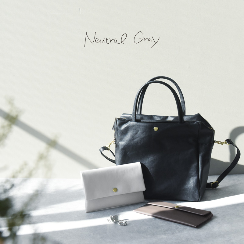 Neutral Gray 日本製 ホースレザー ハスキー ポーチウォレット