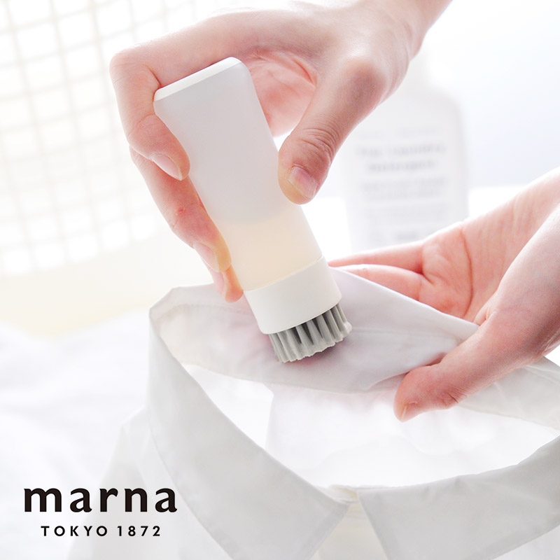 マーナ 洗濯ブラシ 部分洗い 部分汚れ えり そで シミ取り シミ汚れ ブラシ 洗濯板 たらい ホワイト MARNA W624