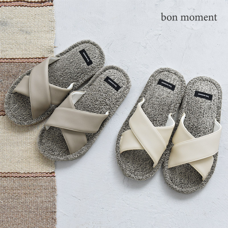 bon moment シャリッと気持ちいい 麻パイルスリッパ