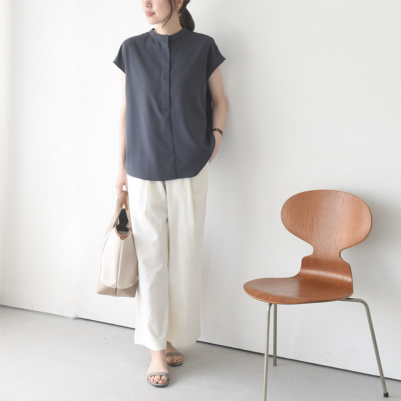 内側コットン バンドカラー 涼やかブラウス/kauliina カウリーナ
