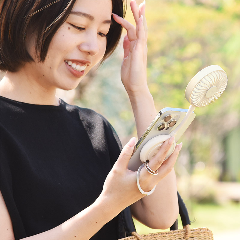 スマホ取り付けできる携帯扇風機 アイファン マグ/iFan Mag