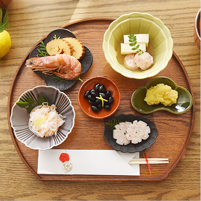 半月膳 お盆 36cm プレイスマット ランチョンマット 天然木 お正月