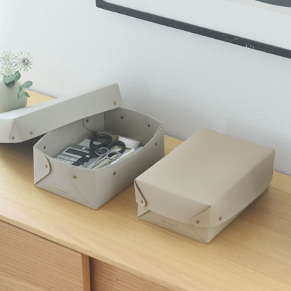 bon moment 中身が隠せるフェイクレザー収納ボックス