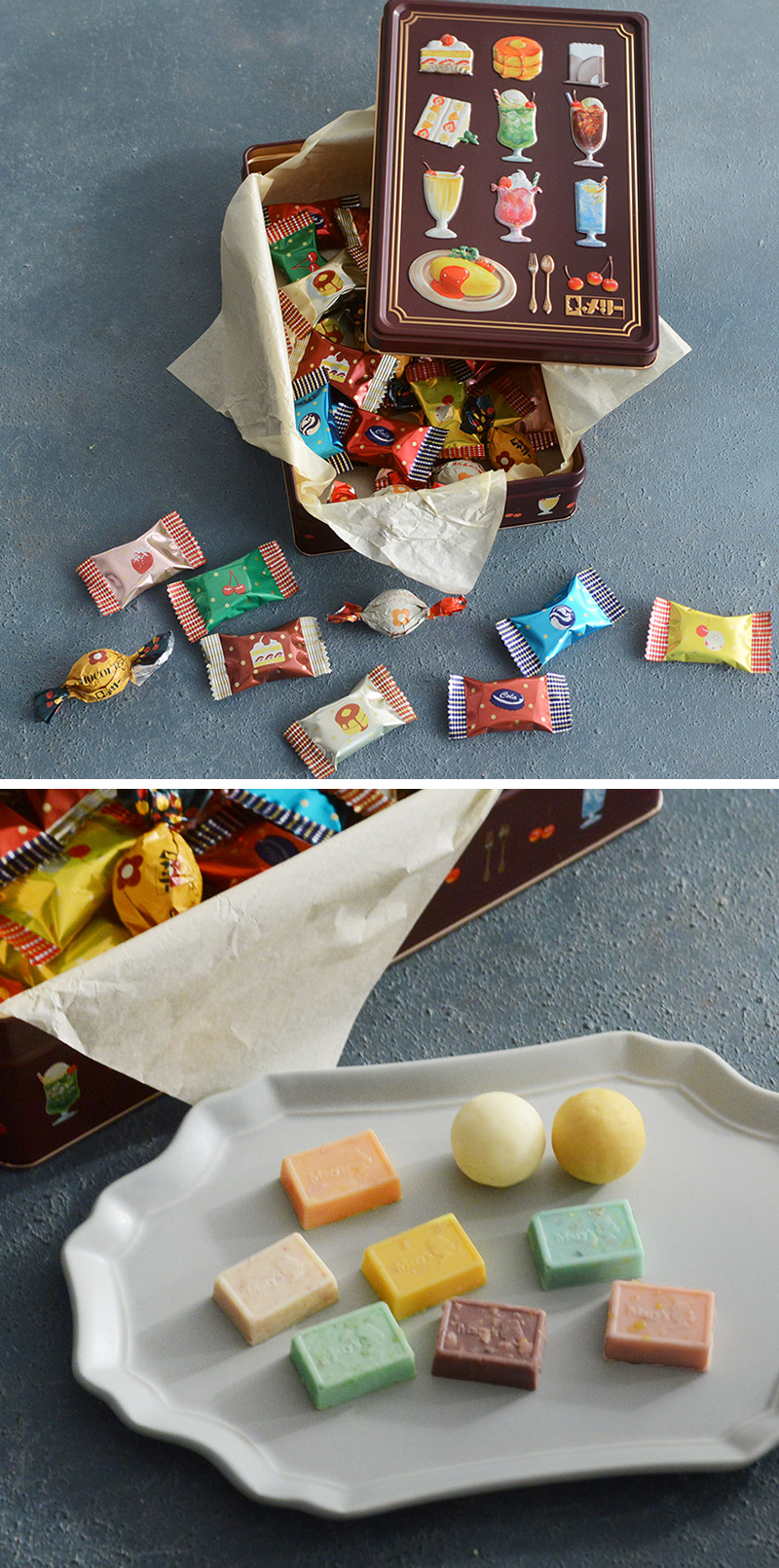 はじけるキャンディチョコレート 喫茶メニュー缶／Mary Chocolate