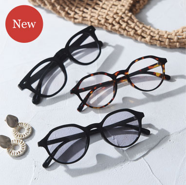 伊達メガネ感覚でかけられる UVカット クリアレンズサングラス 調光