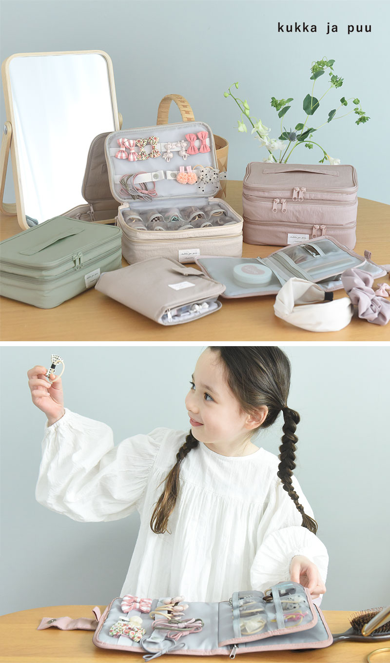 整理＆持ち運びしやすい ヘアアクセサリーボックス 3段／ブック型
