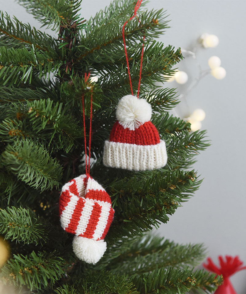 クリスマス 小さなニットのオーナメントセット