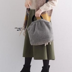 ボア×プラハンドルバッグ ショルダー付き cache cache