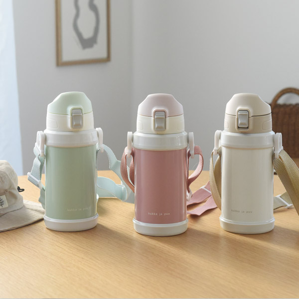 kukka ja puu 北欧カラーのシンプル水筒 キッズ 直飲み ダイレクト 600ml ストロー 450ml ステンレス製 キッズボトル 熱中症 水筒／クッカヤプー【送料無料】