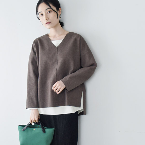 【選べる2タイプ】重ね着に便利な シアー切替えカットソー 裾ラウンドブラウス／kauliina カウリーナ【送料無料】