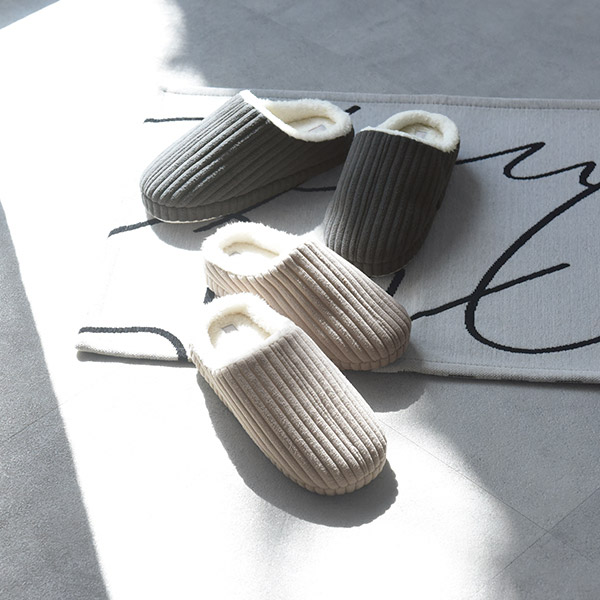 bon moment あったかコーデュロイ ルームシューズ スリッパ／ボンモマン