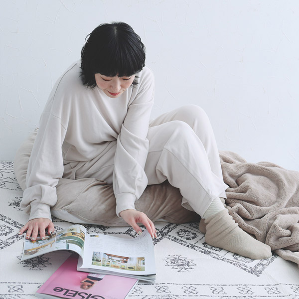 bon moment 【セットアップ対応】 ふんわり暖かい リラックスウェア ワイドパンツ／ボンモマン【2/19F追加】（53％OFF）