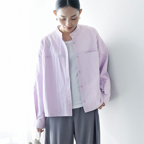 羽織りにもなる 後ろメッシュ バンドカラーシャツ 防蚊 撥水／Agreable アグレーアーブル【送料無料】