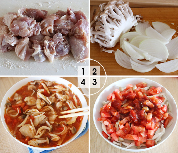 レンジで簡単おかず「チキンのトマト煮」